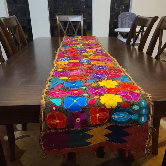 Mexican Embroidered Floral Table Runner - Picture 2 of 3